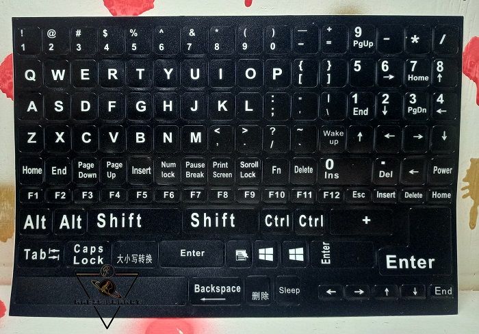 1 pieces, White Letters, English Keyboard Sticker Black and White text on transparent background, for Laptop PC