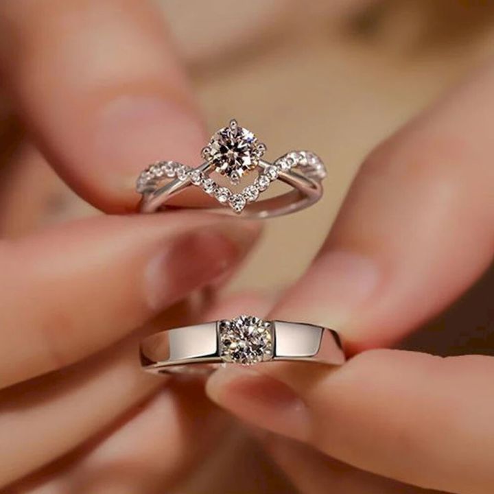 2023 1 Pair Adjustable Copper Plated Platinum Couple Ring Men Women Overlap Opening Wedding Finger Jewelry FreeShipping