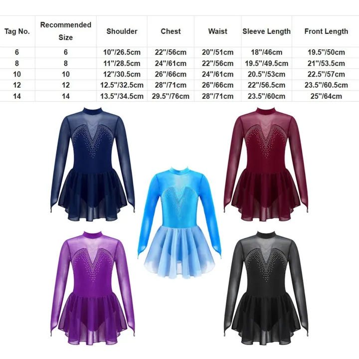 Girls%20Gymnastic%20Ballet%20Leotard%20Dress%20Kid%20Sequins%20Mesh%20Long%20Sleeves%20Tulle%20Splice%20Cutouts%20Back%20Figure%20Ice%20Skating%20Dress%20-%20Image%206