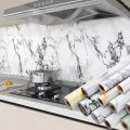 Kitchen Wall Stickers Waterproof Heatproof Marble Self Adhesive Wallpaper Vinyl Film Cupboard Decoration Sticky Paper Decal. 