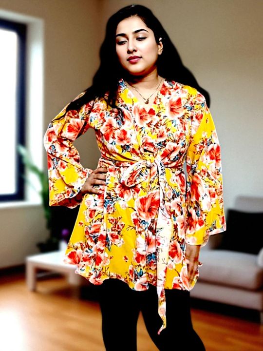 China Fabrics super comfortable short kurti for woman চায়না লিনেন ফেব্রিকের ওয়ান পিস শর্ট কুর্তি (নারীদের জন্য) .