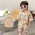 Summer Baby Boy Outfits Suit Fashion Print Kids Shirt Short Pant Sets Thin Cotton Toddler Tee Tops Children Clothes Tracksuits. 