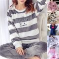 Kawaii Cartoon Pajama Sets Women Autumn Winter Flannel Sleepwear Women Pajamas Loung Pijama Mujer Night Wear For Women Homewear. 