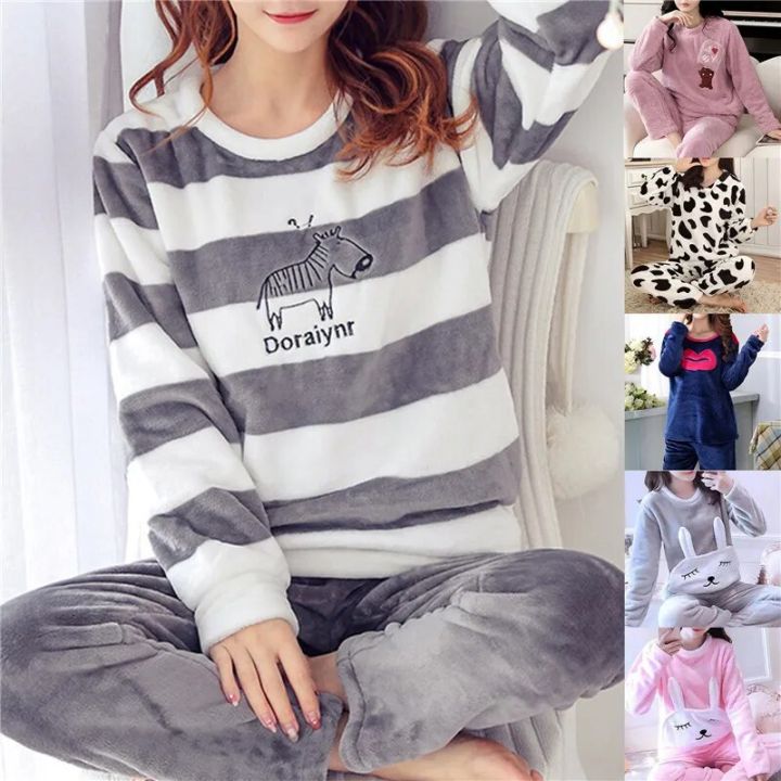 Kawaii%20Cartoon%20Pajama%20Sets%20Women%20Autumn%20Winter%20Flannel%20Sleepwear%20Women%20Pajamas%20Loung%20Pijama%20Mujer%20Night%20Wear%20For%20Women%20Homewear%20-%20Image%204
