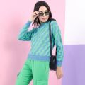Pantoneclo Premium Women's / Girl's Round Neck Reversible Wavy Motif Sweater / Cardigan / Pullover. 