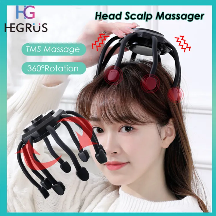 HEGRUS Electric Octopus Claw Head Scalp Massager 3 Modes Vibration Massage Therapeutic Head Scratcher Relief Head Fatigue Improve Sleep Octopus Head Vibration Relaxing Massager