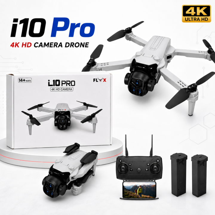 FLH i10 Pro Dual Camera Folding Drone | FLH Dual Battery WiFi FPV RC Quadcopter | 3.7V 1800mAh Battery | App Control | Headless Mode | Altitude Hold | One Key Takeoff & Landing | Best Drone for Beginner