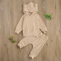 Newborn Baby 2-piece Outfit Set Long Sleeve Solid Color Hoodie and Pants Set for Kids Boys. 