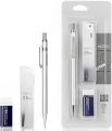 Deli 33720 Mechanical Pencil Set Metal pen body with 1 Tubes 0.5mm 2B Lead Refills With Erasers. 