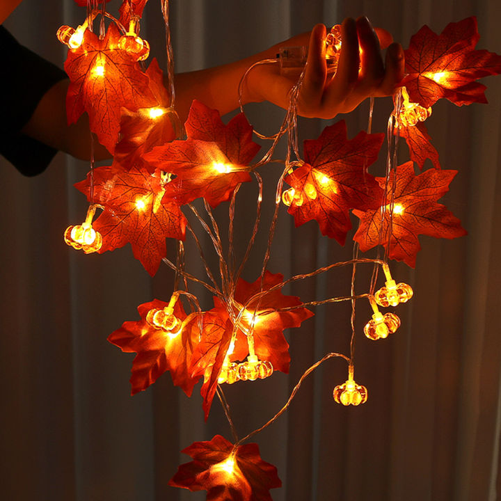 1.5M/3M LED Maple Leaves Pumpkin Garland String Lights Led Fairy Light Home Decoration