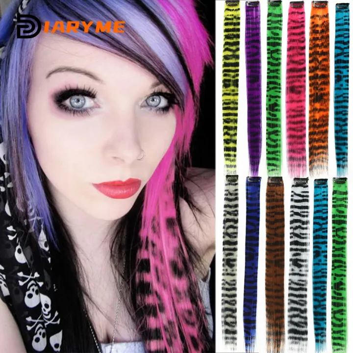 Synthetic%20One%20Card%20Hair%20Extension%20Wig%20Hair%20For%20Women%20Long%20Straight%20Clip-in%20Colored%20Zebra%20Line%20Feather%20Hair%20Extensions%20Hair%20-%20Image%203