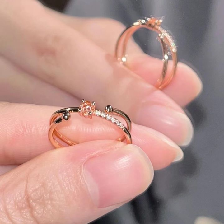 Rose%20gold%20star%20rail%20ring%20women's%20niche%20design%20high-end%20hand%20ornament%20light%20luxury%20fashion%20delicate%20adjustable%20plain%20ring%20ring%20-%20Image%205