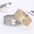 Simple Square Gold Ladies Watch Fashion Classic Alloy Diamond Bracelet Ladies Watch Gold Silver Diamond Scale Dial Quartz Reloje. 