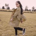 4-13 Years Teen Girls Long Trench Coats New Fashion England Style Windbreaker Jacket For Girls Spring Autumn Children's Clothing. 