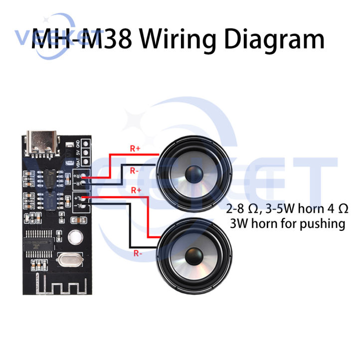 5v 5w Wireless Bt5.1 Audio Module Type-C Port Stereo Sound Amplifier Board For Audio Diy Modifications Mh-Mx38
