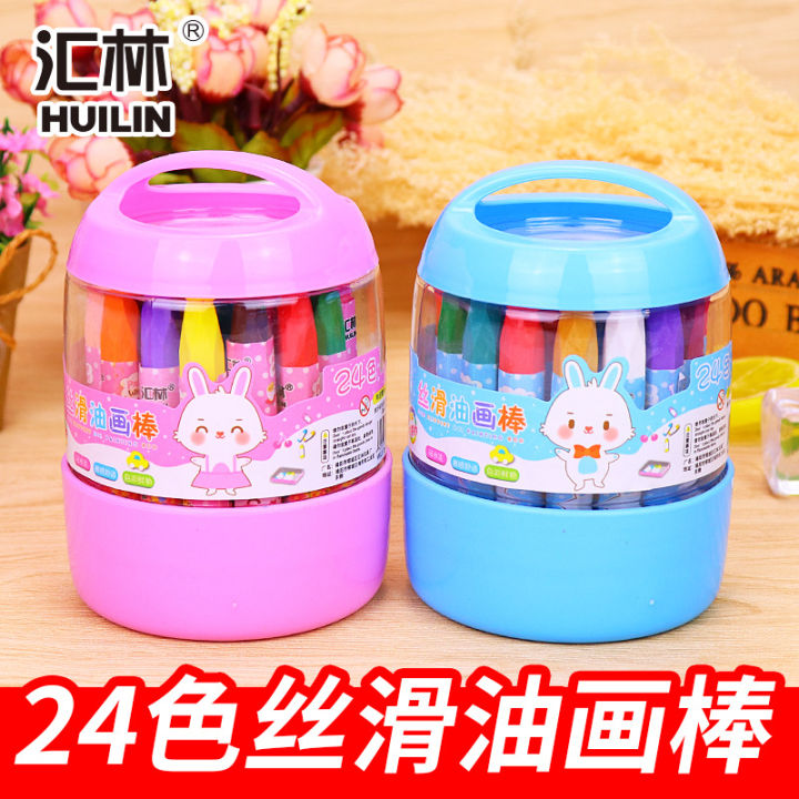 Huilin 24 color hexagonal silky oil pastel, student crayon drawing, interest class, cartridge, hand crayon, children's paintbrush