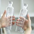 Ins Transparent Bottle 500ml Large Capacity food grade plastic Water Bottle with Time Marker Water Drink Milk Juice Travel Cup.