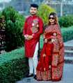 Exclusive Designer Dhupiyan Saree And Dhupiyan Panjabi For Combo Couple Dress - Saree & Panjabi.