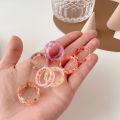 8 Style Transparent Colorful Fashion Resin Fruit Ring Set Sweet Temperament Acrylic Rings for Women Party Jewelry Friends Gift.