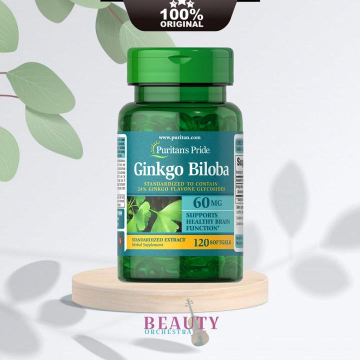 Puritans Pride Ginkgo Biloba Standardized Extract 60 mg Tablets - 120 Count