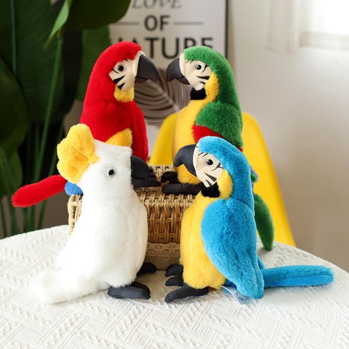 25cm Lifelike Parrot Plush Toy Simulation Macaw Doll Cartoon Stuffed Bird Animal Plush Doll Birthday Gift for Kids Home Decor