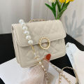 Diamond Lattice Chain Pearl Ladies Shoulder Bag. 