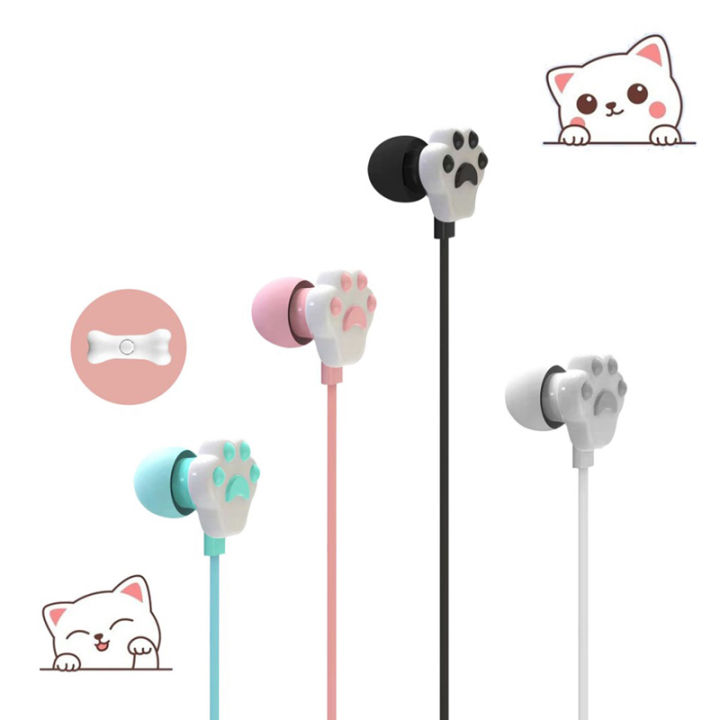 Wired Earphones for Girls Cute Cat Paw In-ear Headphone