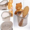 Toothbrush Holde Cute Bear Storage Rack Bathroom Accessories Set Toothpaste Holder Tooth Brush Stand Shelf Adhesive Wall Mounted.