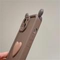 Phone Case For iPhone 11 13 14 15 Pro Max Plus 13Mini Casing Coffee Cute 3D Ears Love Heart Wine Red Cute Candy Color Soft Shockproof Cover Matte Silicone.