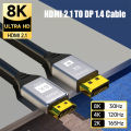 8K HDMI 2.1 to DisplayPort 1.4 Adapter HDMI to DP Cable 8K30Hz 4K120Hz HDMI Source to Display Port Monitor Video Converter Cable. 