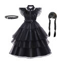 Movie Wednesday Cosplay Costume For Girl New Vestidos For Kids Girls Mesh Party Dresses Halloween Carnival Costumes 2-12Yrs.