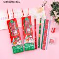 Withbetter 5Pcs/Set Christmas Stationery Set Pencil Ruler Eraser Sharpener Cute Pencil Set Portable Stationery Gift Box For School Gir Boy Gift HG. 
