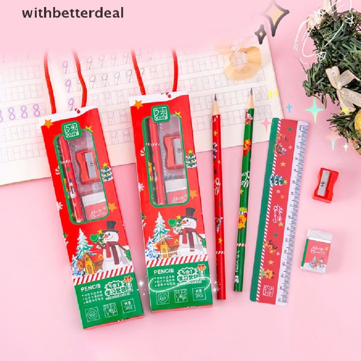 Withbetter%205Pcs/Set%20Christmas%20Stationery%20Set%20Pencil%20Ruler%20Eraser%20Sharpener%20Cute%20Pencil%20Set%20Portable%20Stationery%20Gift%20Box%20For%20School%20Gir%20Boy%20Gift%20HG%20-%20Image%204