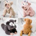 Baby Winter Fleece Jumpsuit With Hood Girls Boys Snowsuits Warm Rompers Outfits-Long-30,Body-28inci -1pcs. 