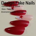 French Nails Red Five-pointed Star False Nails Full Cover Press on Nail Tips y2k Nail Art Almond Artificial Nail Patches.