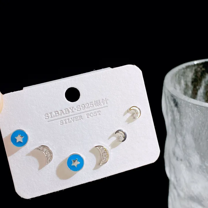 SLBABY%20Silver%20Three-Pair%20Combo%20Set%20Stud%20Earrings%20Women's%20925%20Silver%20Pin%20Korean%20Version%20New%20Exquisite%20and%20Versatile%20Earrings%20-%20Image%207