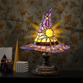 USB Powered Resin Lamp Resin Witch Hat Light Gothic Wizard Shape Ornament Lamp for Bedroom for Living Room Decor Yellow.