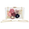 Women Clutch Bag Floral Party Purse Wedding Evening Handbags, White. 