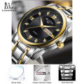 Louiswill Watch for Men - Illuminated Casual Wristwatch - Strap Colors: Golden White. 