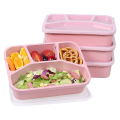 4 Packs Meal Prep Lunch Containers with 4 Compartments, Reusable Bento Box for Kids/Toddler/Adults, Stackable Pink. 