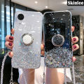 Phone Case for Samsung Galaxy A03 Core Glitter Starry Sky Bling Ring Lanyard Shiny Soft Cases for Samsung A03 Core Transparent Holder Stand Back Cover Stars Girls.