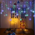 3.2M Christmas Snowflakes LED String Lights Flashing Fairy Curtain Lights Waterproof For Holiday Party Wedding Xmas Decoration. 