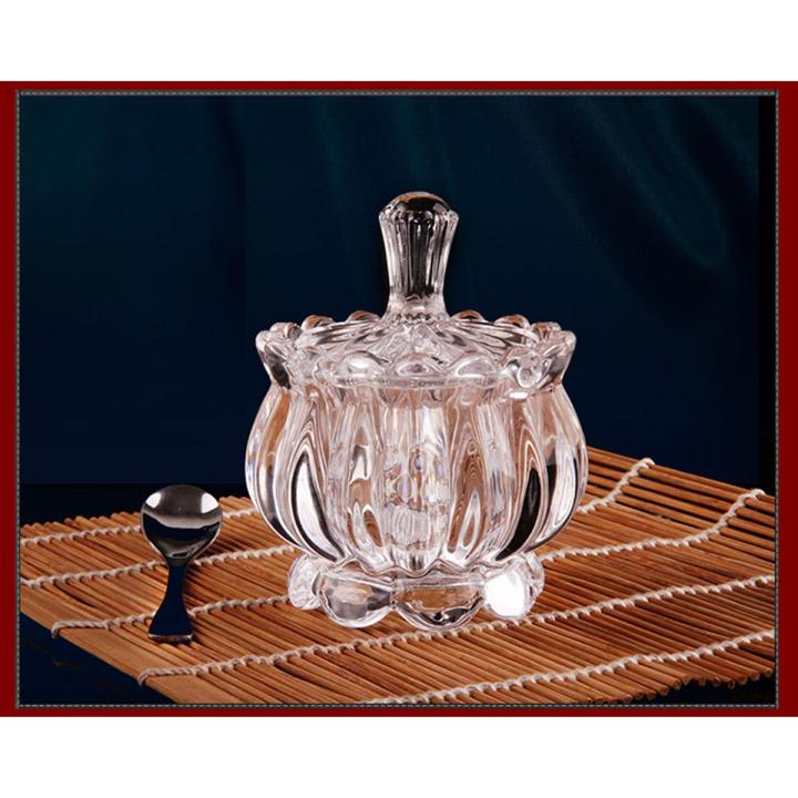 Glass Bowl with Lid  Multipurpose Decorative Item Serving Fruit Dry Fruits Chocolates Snacks Pickle Dessert Tea