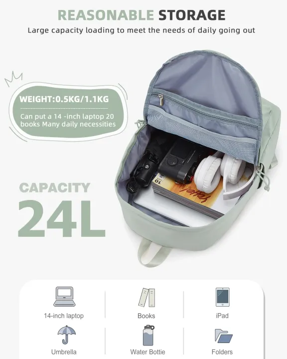 Concise%20Style%20School%20Bag%20For%20Teen%20Girls%20Boys%20,Fashion%20Casual%20Large%20Capacity%20Work%20Weekend%2014Inch%20Laptop%20USB%20Charging%20Backpack%20-%20Image%204