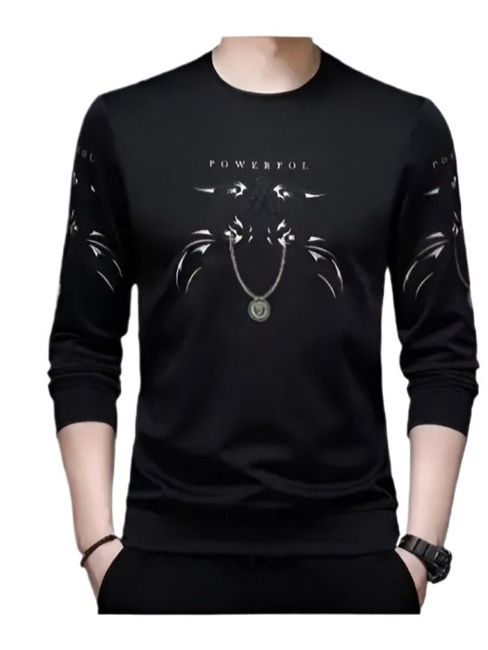 BLACK  COLOR COTTON LONG SLEEVE SMART T-SHART FOR MEN .