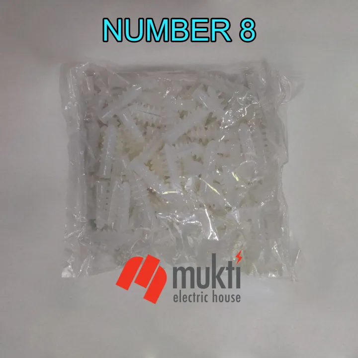 Royal Plug 8 Number 100 Pcs Packet Premium Quality Nylon Plastic Plug Wall Drill Hole