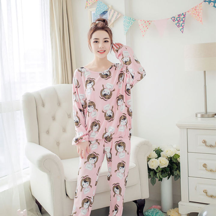 Wholesale%20Korean%20Pajamas%20Ladies%20Spring%20and%20Autumn%20Sweet%20and%20Cute%20Student%20Girl%20Loungewear%20Long%20Sleeves%20and%20Pants%20Ladies%20Sets%20-%20Image%204