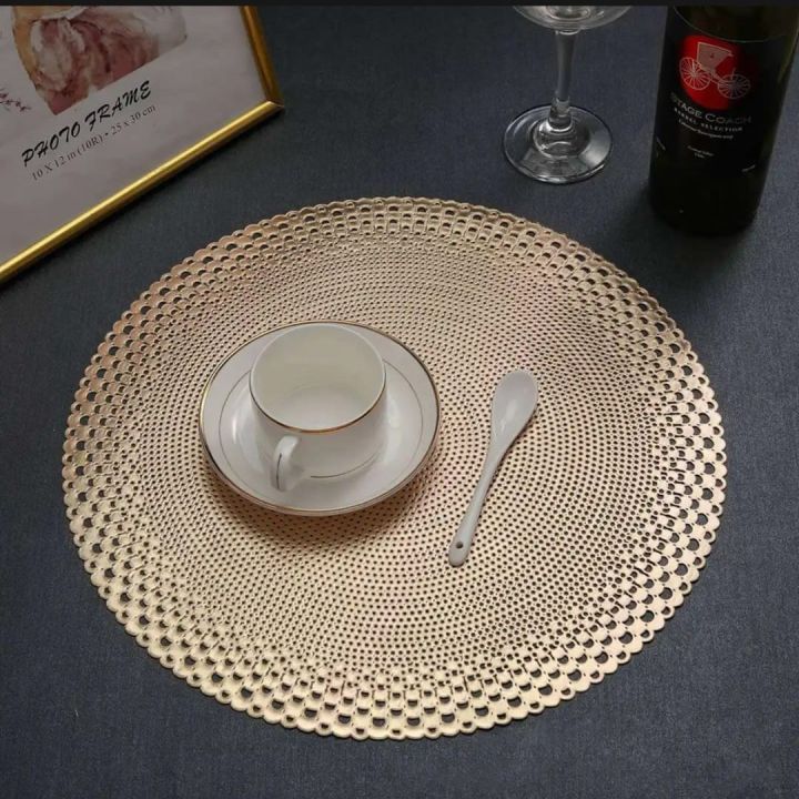 6pec Glod Round Placemat, Round PVC Cutout Place Mat