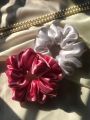 2 Pcs Colorful Silk Scrunchie Hair Band Bracelet Set For Grils.