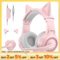 Gaming Headsets Cat Ears Girly Headset with Mic Noise Isolating Headphone Pink with Microphone Wired 3.5mm Headphones.